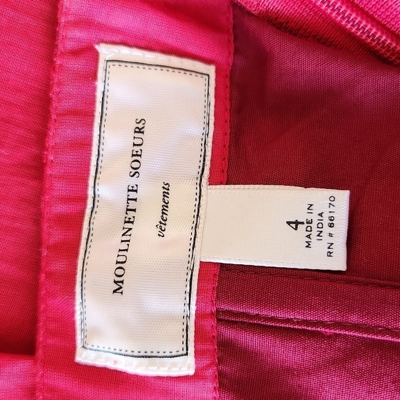 Moulinette Soeurs Anthropologie Women's Red Strapless A-Line Lace Trim Dress 4/6 - Picture 9 of 12